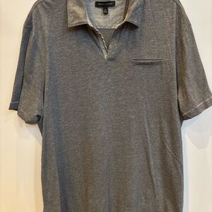 Banana Republic Men's Polo Vneck Shirt, Gray, XL